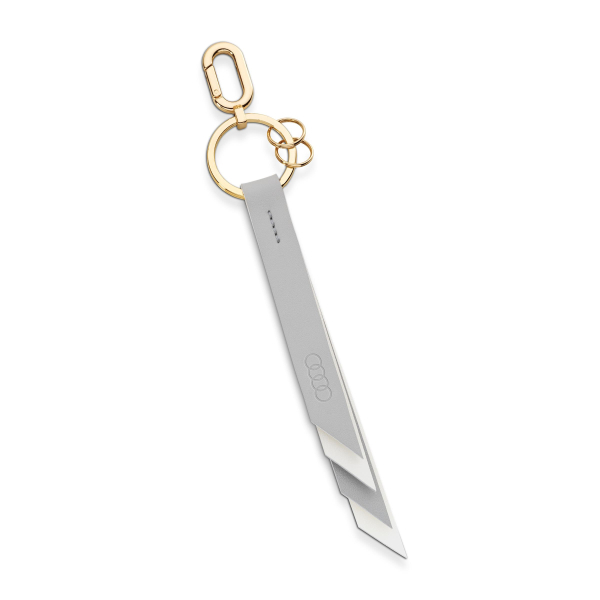 Audi Schlüsselanhänger Leder, Damen, grau-creme