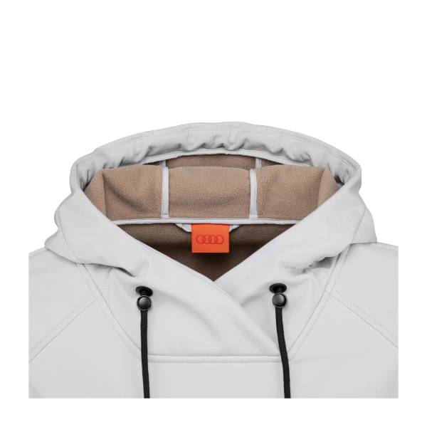 Audi Softshellhoodie, Unisex, hellgrau.