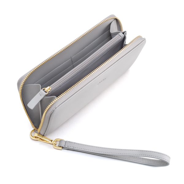 Audi Geldbörse Leder mit Handschlaufe, Damen, grau
